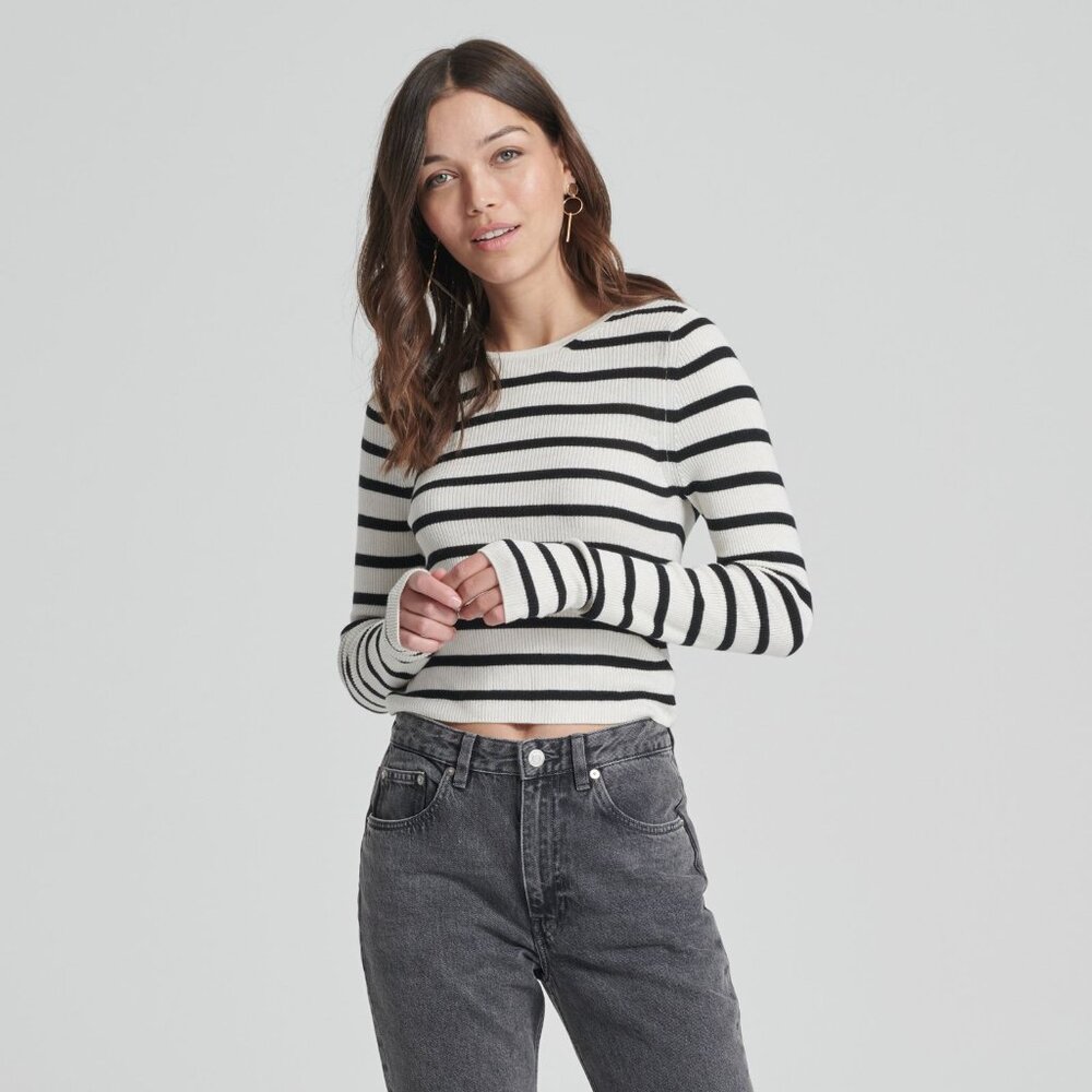 Naadam Striped Summer Silk Cropped Top Size S